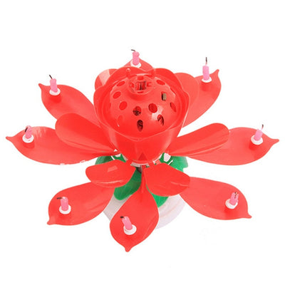 8/14pcs Candle Lotus Flower Musical Candle