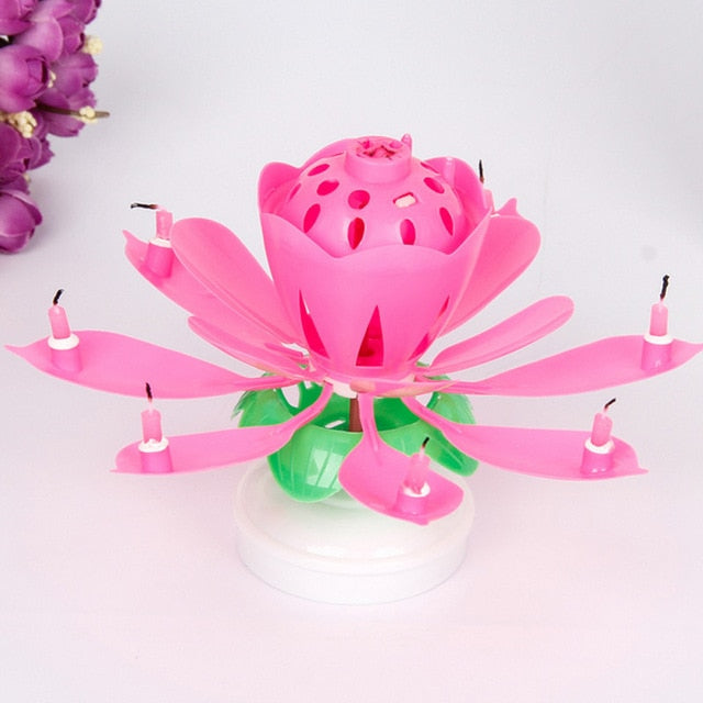 8/14pcs Candle Lotus Flower Musical Candle