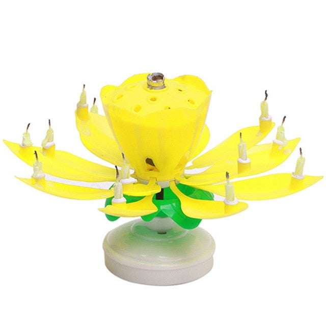 8/14pcs Candle Lotus Flower Musical Candle