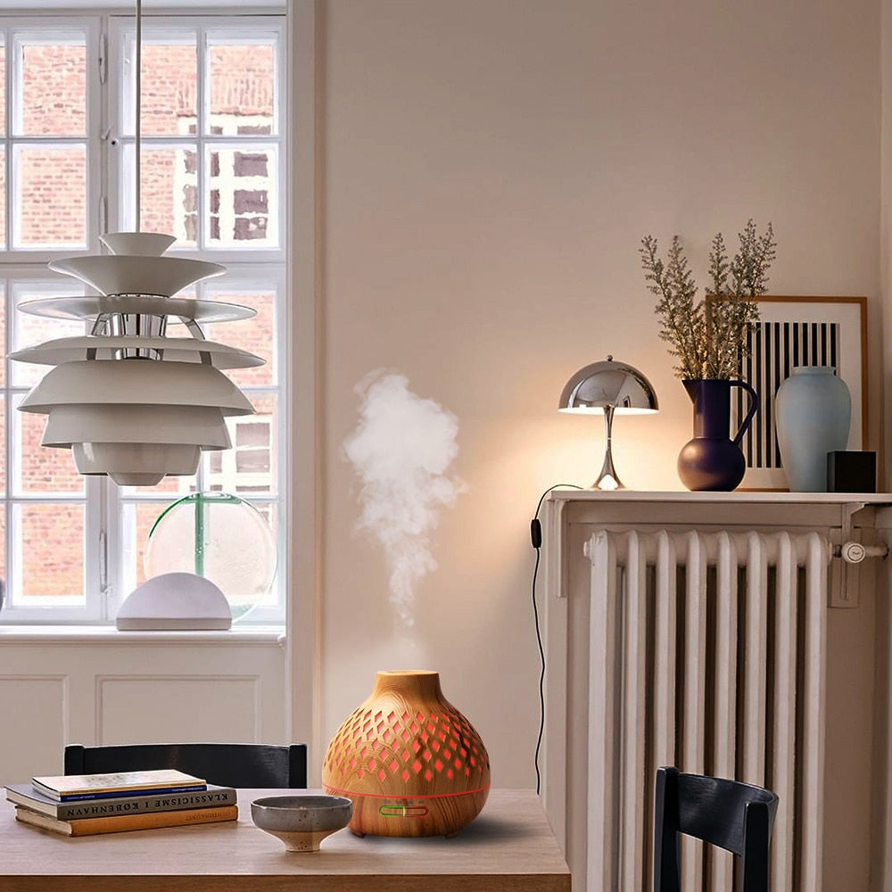New 400ml Wood Essential Oil Diffuser Air Humidifier