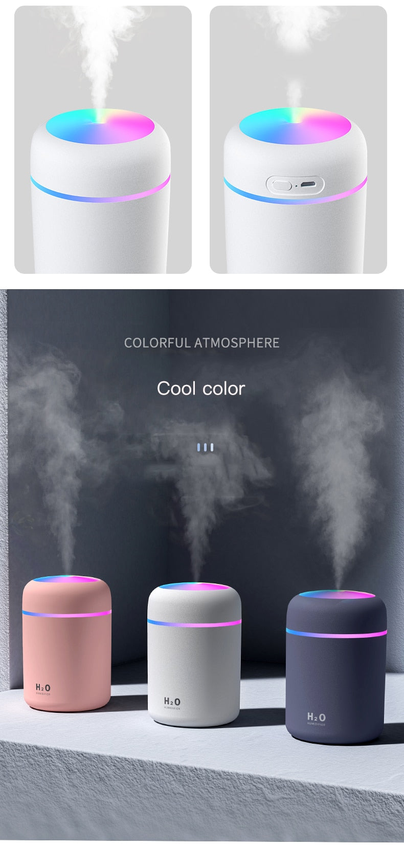 Ultrasonic Humidifier 300ml Portable USB Aroma Diffuser