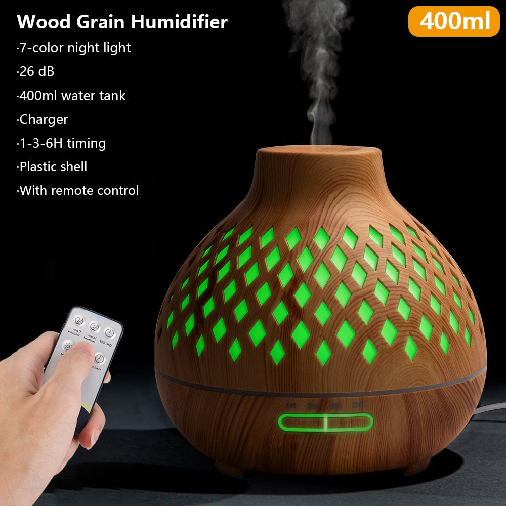 New 400ml Wood Essential Oil Diffuser Air Humidifier
