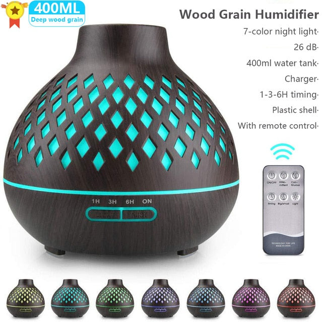 New 400ml Wood Essential Oil Diffuser Air Humidifier